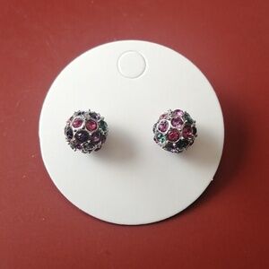 🔹3/$35🔹Sparkle Ball Multi-Coloured Crystals Silvertone Stud Earrings